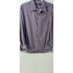 Perry‎ Ellis Portfolio Mens Large Button Down Shirt 16 32/33 Pinstripe